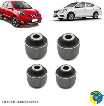 Kit 04 Bucha Da Bandeja Balança Nissan March Versa Original