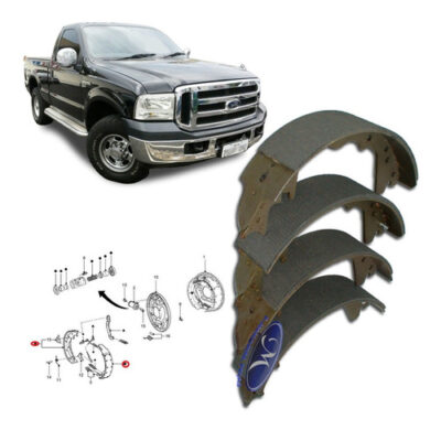 Jogo Sapata Lona Freio Traseiro Tambor F-250 1998 A 2011