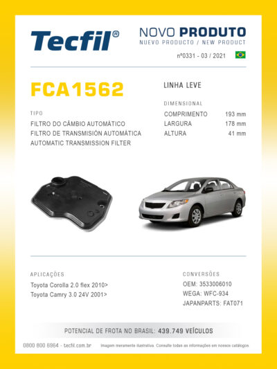 FILTRO DE CAMBIO BICO BAIXO FCA1562 TECF