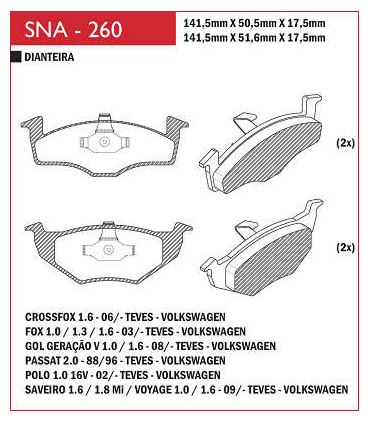 PASTILHA DE FREIO DIANTEIRO *