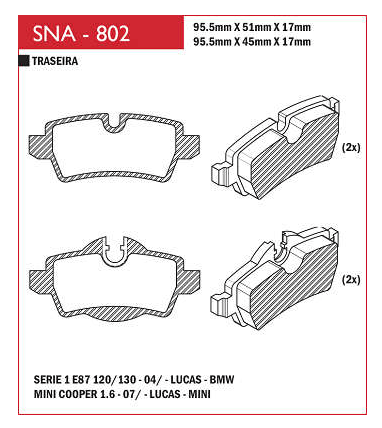 PASTILHA DE FREIO TRASEIRA *