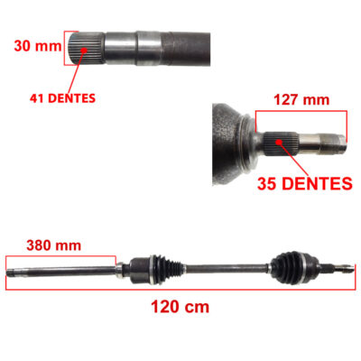 SEMI EIXO LD DIREITO 25 X 25 COM ABS